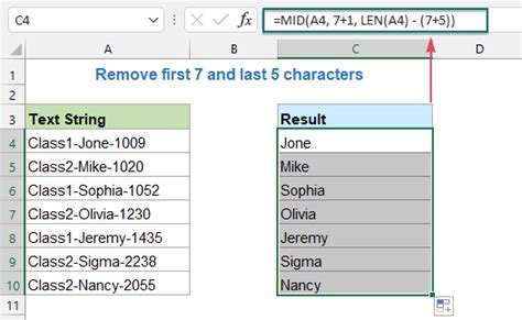 Excel menghapus karakter, kata, angka dari string teks .